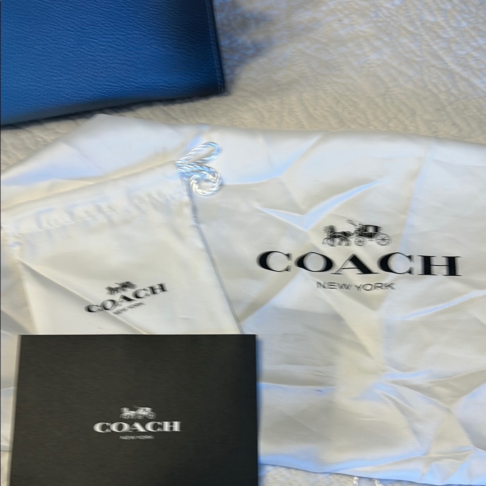 Coach Blue Leather Satchel with Silver Accents - Picture 5 of 11